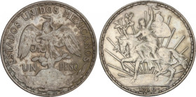 Mexico
1 Peso. 1910. 26,95 grs. AR. Caballito. (Golpecitos y algo limpiada). KM-453. MBC+.