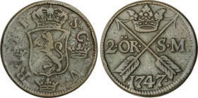 Sweden
2 Ore. 1747. 27,82 grs. AE. KM-585. MBC.