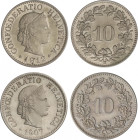Switzerland
Lote 2 monedas 10 Rappen. 1907, 1912. CuNi. KM-27. SC- a SC.