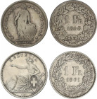 Switzerland
Lote 2 monedas 1 Franc. 1861, 1868. AR. KM-9a, 24. MBC- a MBC+.