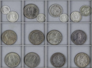 Switzerland
Lote 53 monedas 1/2 a 5 Francs. Siglo XIX-XX. AR. Contiene 14 monedas de 1/2 Franco, 17 monedas 1 Franco, 12 monedas 2 Francos y 10 moned...