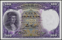 Spanish Banknotes
100 Pesetas. 25 Abril 1931. Fernandez de Cordoba. (Arruguitas). Ed-360. SC.