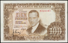 Estado Español
100 Pesetas. 7 Abril 1953. Julio Romero de Torres. Sin Serie. (Puntos de aguja). Ed-464. EBC-.