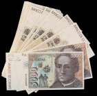 Juan Carlos I
Lote 23 billetes 5.000 Pesetas. 12 Octubre 1992. Colón. Series 5N, 5U, 5Y, 5Z, 6A y 6B. Incluye dos parejas correlativas. (Todos con ar...