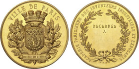 Académie Parisienne des Inventeurs Industriels et Exposants. FRANCIA. VILLE DE PARIS. Anv.: Escudo laureado de París. Rev.: Laurea y leyenda. 51 grs. ...