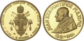Medala de Oro Juan XXIII. 1963. VATICANO. Anv.: Busto papal a izquierda. Rev.: Escudo de armas. 7,05 grs. AU (917). FDC.