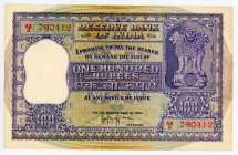 India 100 Rupees 1957 - 1962 (ND)
P# 44, N# 202568; # AA/2 790412; XF