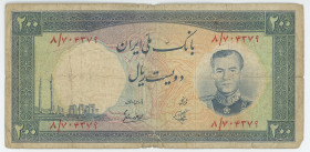 Iran 200 Rials 1958
P# 70, N# 238002; # 8/704379; Mohammad Reza Pahlavi; F