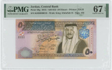 Jordan 50 Dinara 2012 PMG 67 EPQ
P# 38g, N# 222147; # KHH 000010; UNC