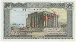 Lebanon 50 Livres 1964 Specimen
P# 65as, N# 208286; # u12 00000; UNC