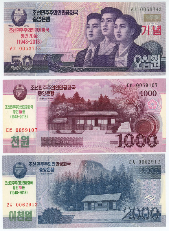 Korea 50 - 1000 - 2000 Won 2018
P# Cs26a, N# 225250; 70th Anniversary of Democr...