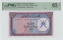 Oman 5 Rials Omani 1973 (ND) PMG 65EPQ Gem UNC
P# 11a, N# 224055; # B3 643281
