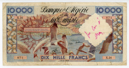 Algeria 10000 Francs 1955
P# 110, N# 242516; # X.26 871; F-VF