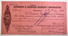 China Hongkong & Shanghai Banking Corporation Bill of Exchange for £19.5.4 Shanghai 1924
# 60/5052; Bill of Exchange on pink paper signed by Sub-Acco...