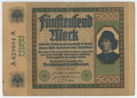 Germany - Weimar Republic 5000 Mark 1922
P# 77, N# 208628; # 628904; F