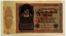 Germany - Weimar Republic 5000 Mark 1922 Specimen
P# 78s, N# 208627; # B 02918348; AUNC