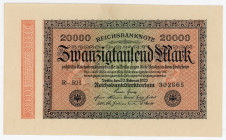 Germany - Weimar Republic 20000 Mark 1923
P# 85a, N# 203613; # R-RH 302865; AUNC