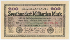 Germany - Weimar Republic 200 Milliarden Mark 1923
P# 121, N# 208790; # 39384; AUNC
