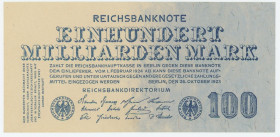 Germany - Weimar Republic 100 Milliarden Mark 1923
P# 126, N# 208787; AUNC
