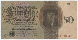 Germany - Weimar Republic 50 Mark 1924
P# 177, N# 208947; # V - G 4138361; F