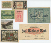 Germany - Weimar Republic Lot of 8 Banknotes 1918 - 1923
City Government, Frankfurt, Leipzig, Dussildorf, Herford; F-AUNC