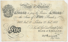 Great Britain 5 Pounds 1937
P# 335, N# 204149; # A/365 98182; F+