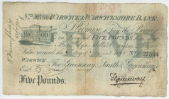 Great Britain Warwick&Warwickshire Bank 5 Pounds 1885
# 27594; G with tape repair