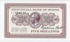 Great Britain Provincial bank of Sodor 5 Shillings 2016 Specimen
# T.000032; Fantasy Banknote; Limited Edition; Made by Matej Gabris; UNC