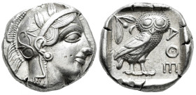 Attica. Athens. Tetradrachm. 454-404 a.C. (Gc-2526). (Sng Cop-31). Anv.: Head of Athena right, wearing crested Attic helmet ornamented with three oliv...