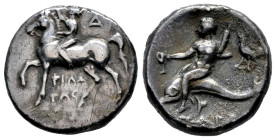 Calabria. Tarentum. Nomos. 272-240 a.C. Di- and Philotas magistrates. (Vlasto-846). (HN Italy-1024). (SNG Ans-1173/6). Anv.: Youth on horseback to lef...