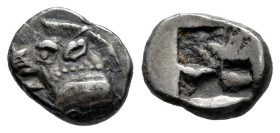 Dynasts of Lycia. Uncertain. Trihemiobol. 500-480 a.C. (Bmc-No cita). Anv.: Forepart of a boar to left. Rev.: Rough incuse square with geometric patte...