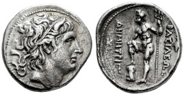 Kingdom of Macedon. Demetrios I Poliorketes. Tetradrachm. 290-287 a.C. Chalcis. (Newell-150). Anv.: Diademed head to right, wearing bull’s horn. Rev.:...