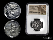 Phoenicia. Arados. Tetradrachm. 245-165 a.C. Posthumous issue in the name and types of Alexander III the Great of Macedon. (Price-3365). Anv.: Head of...