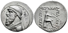 Kingdom of Parthia. Mithradates II. Tetradrachm. 119-109 a.C. Seleukeia on the Tigris. (Sellwood-24.4). (Shore-67). Anv.: Diademed and draped bust lef...