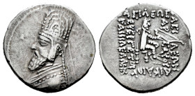 Kingdom of Parthia. Gotarzes I. Drachm. 91-87 a.C. Rhagai. (Sellwood-29.1). (Sunrise-305). Anv.: Diademed bust to left, wearing tiara. Rev.: BAΣIΛEΩΣ ...