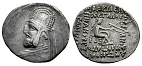 Kingdom of Parthia. Mithradates III. Drachm. 87-80 a.C. Rhagai. (Sellwood-31.6). (Shore-123). Anv.: Diademed bust to left, wearing tiara decorated wit...