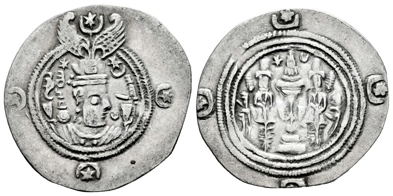 Sassanid Empire. Khusro II. Drachm. RY 2. AYL (Susa?). (Göbl-II/2). Ag. 2,92 g. ...