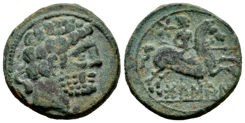 Bolskan. Unit. 180-20 BC. Huesca. (Abh-1918). (Acip-1419). Anv.: Bearded head ri...
