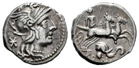 Caecilius. Q. Caeciiius Metellus Diadematus (o Delmaticus). Denarius. 128 BC. Rome. (Ffc-209). (Craw-262/1). (Cal-285). Anv.: Head of Roma right, X be...