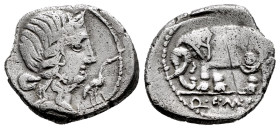 Caecilius. Q. Caecilius Metellus Pius. Denarius. 81 BC. Hispania. (Ffc-213). (Craw-374/1). (Cal-289). Anv.: Diademed head of Pietas right, stork befor...