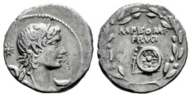 Calpurnius. M. Calpurnius Piso Frugi. Denarius. 68-66 BC. Rome. (Ffc-345). (Craw-418/2b). (Cal-331). Anv.: Diademed terminal bust of Mercury or Termin...