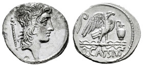 Cassius. Q. Cassius Longinus. Denarius. 55 BC. Rome. (Ffc-557). (Craw-428/3). (Cal-411). Anv.: Head of Bonus Eventus right, sceptre behind. Rev.: Eagl...