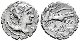 Claudia. Ti. Claudius Nero. Denarius. 79 BC. Auxiliary mint of Rome. (Ffc-567). (Craw-381/1a). (Cal-426). Anv.: Diademed bust of Diana right, bow and ...