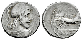 Cornelius. Cn Cornelius Lentulus Marcellinus. Denarius. 88 BC. Rome. (Ffc-624). (Craw-345/1). (Cal-484). Anv.: Bust of Mars right seen from behind. Re...