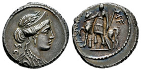 Licinius. P. Licinius Crassus M.F. Denarius. 55 BC. Rome. (Ffc-804). (Craw-430/1). (Cal-890). Anv.: Laureate and diademed bust of Venus draped right, ...