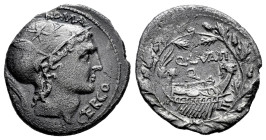 Lutatius. Q. Lutatius Cerco. Denarius. 109-108 BC. (Ffc-828). (Craw-305/1). (Cal-914). Anv.: Head of Roma or young Mars right, ROMA., above, X behind,...