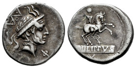 Marcius. L. Marcius Philippus. Denarius. 113-112 BC. Central Italy. (Ffc-852). (Craw-293/1). (Cal-935). Anv.: Head of Philip V of Macedon right, weari...