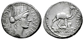 Plautius. A. Plautius. Denarius. 55 BC. Rome. (Ffc-1002). (Craw-431/1). (Cal-1130). Anv.: Turreted head of Cybele right, A. PLAVTIVS. before, AED. CVR...