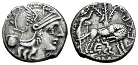 Pompeius. Sexergue Pompeius Fostulus. Denarius. 137 BC. Central Italy. (Ffc-1018). (Craw-235/1a). (Cal-1148). Anv.: Head of Roma right, X below chin, ...