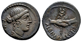 Postumius. D. Postumius Albinus Bruti f. Denarius. 48 BC. Rome. (Ffc-1075). (Craw-450/2). (Cal-1219). Anv.: PIET(AS) behind head of Piety right. Rev.:...